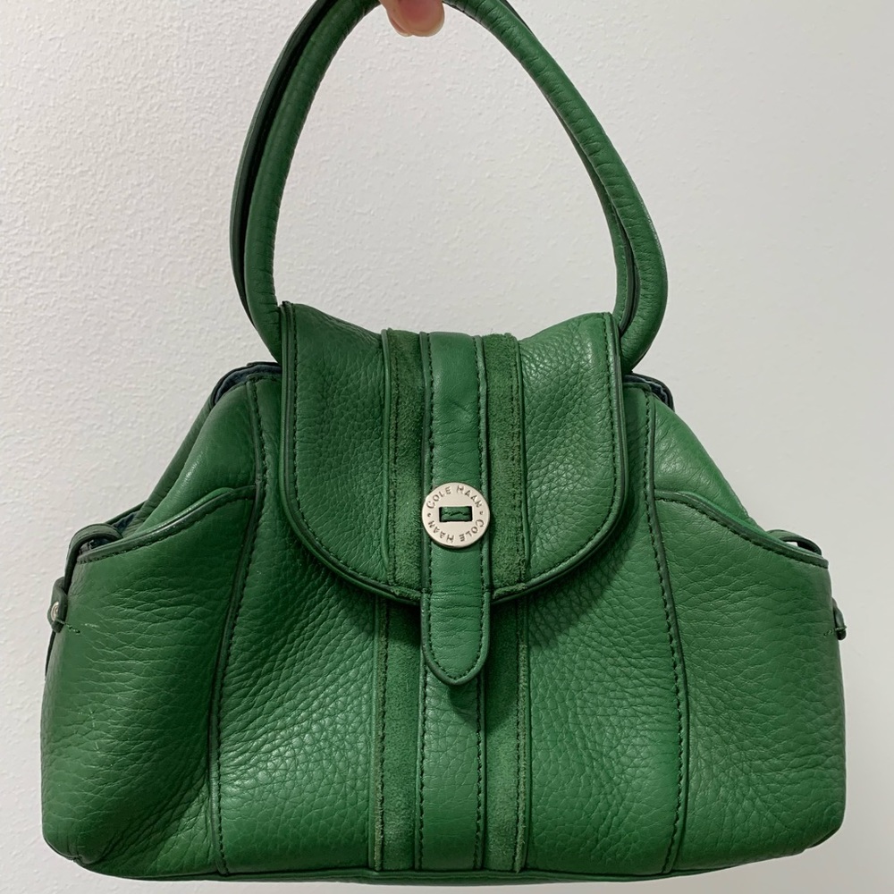 Vintage 100% authentic Cole Haan small leather and suede handbag in green